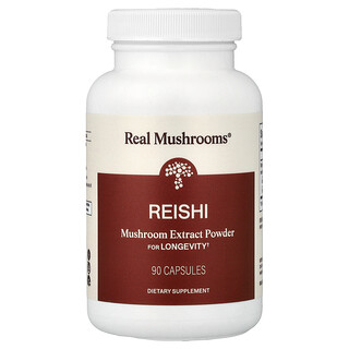 Real Mushrooms, Reishi, Mushroom Extract Powder, 90 Capsules (500 mg per Capsule)