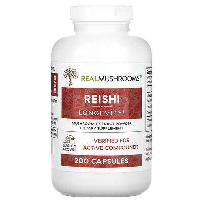 

Real Mushrooms Рейши порошок экстракта грибов 200 капсул