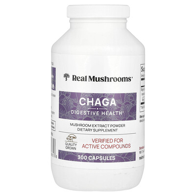 Real Mushrooms  Chaga  Mushroom Extract Powder  300 Capsules