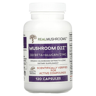 Real Mushrooms, Mushroom D2Z, D2/Beta Glucan/Zinc, 120 Capsules