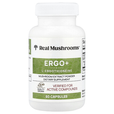 Real Mushrooms  ERGO + L-Ergothioneine  60 Capsules