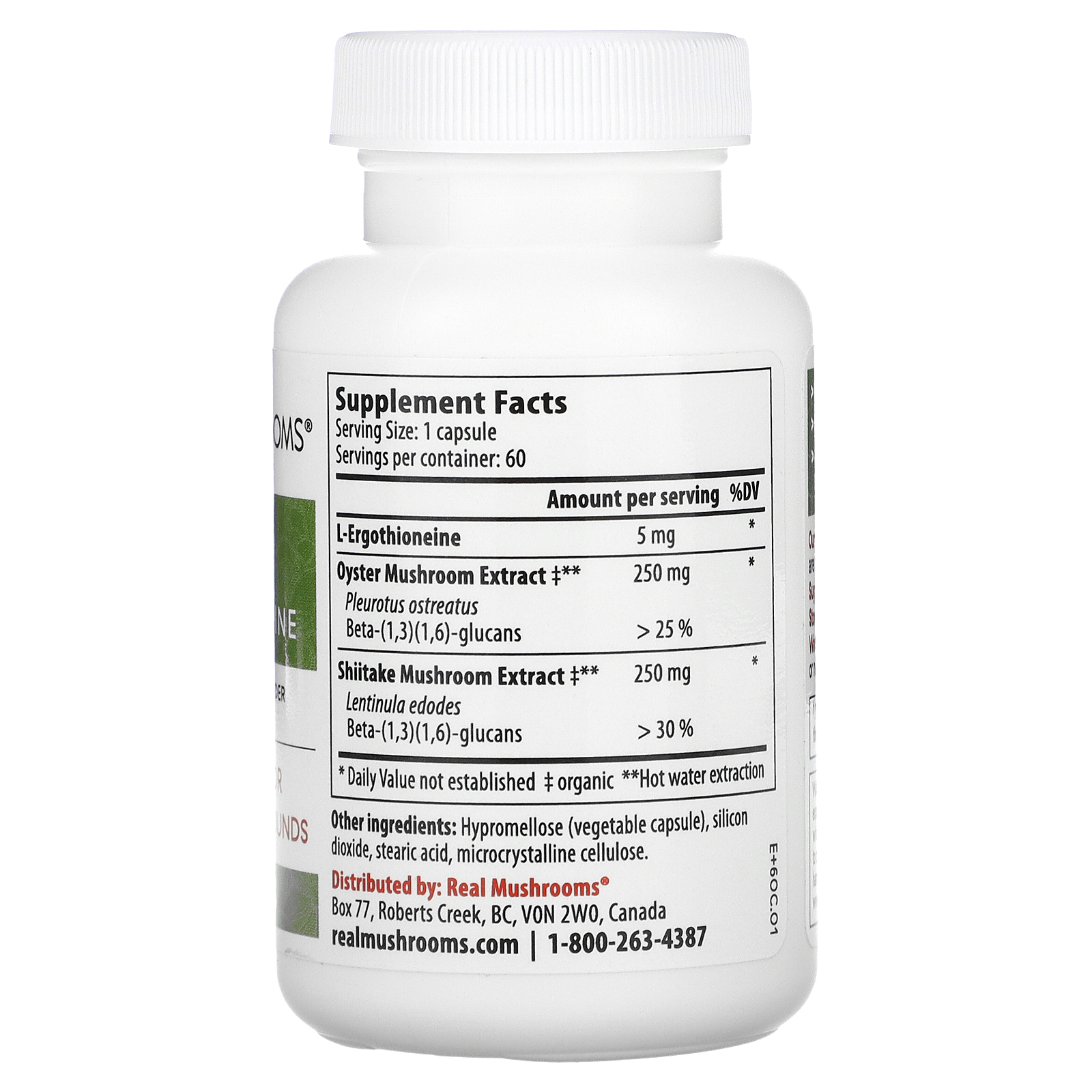 Real Mushrooms, ERGO + LErgothioneine, 60 Capsules