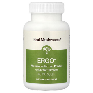 Real Mushrooms, ERGO + L-Ergothioneine, 60 kapslar