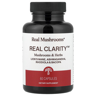 Real Mushrooms, RealClarity™, Cogumelos e Ervas, 60 Cápsulas