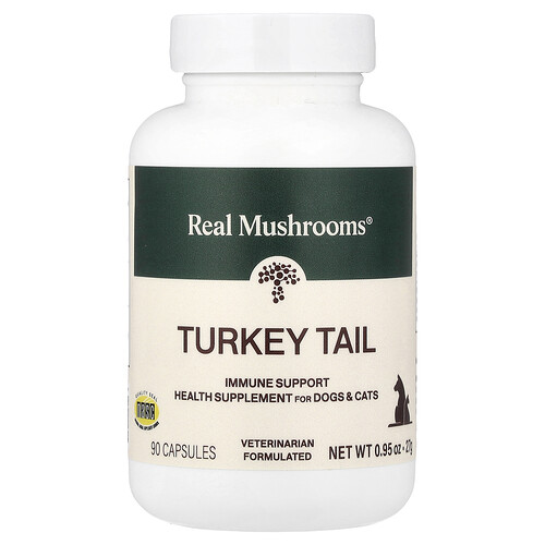 Real Mushrooms, Turkey Tail, For Dogs and Cats, 90 Capsules, 0.95 oz (27 g)