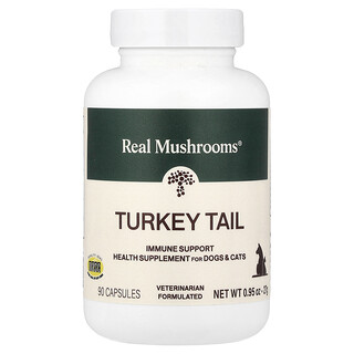 Real Mushrooms, Turkey Tail, For Dogs and Cats, 90 Capsules, 0.95 oz (27 g)
