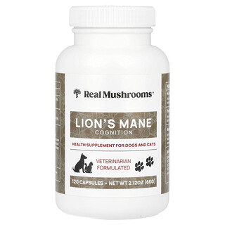 Real Mushrooms, Lion's Mane, For Dogs and Cats, 120 Capsules