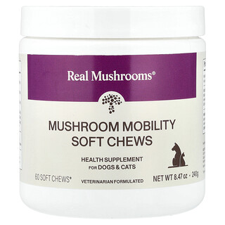 Real Mushrooms, Mushroom Mobility Soft Chews, For Dogs and Cats , 60 Soft Chews, 8.47 oz (240 g)