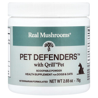 Real Mushrooms, Pet Defenders™ with Qrill™ Pet, For Dogs & Cats, 2.65 oz (75 g)