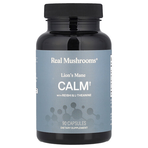 Real Mushrooms, Calm, Löwenmähne mit Reishi & L-Theanin, 90 Kapseln
