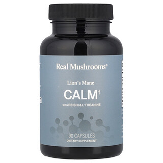 Real Mushrooms, Calm, Lion's Mane with Reishi & L-Theanine, 90 Capsules