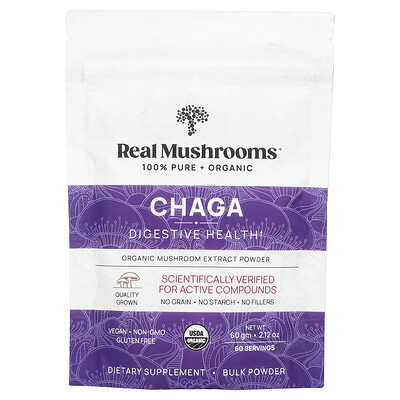 Real Mushrooms Chaga Organic Mushroom Extract Powder 2.12 oz (60 g)