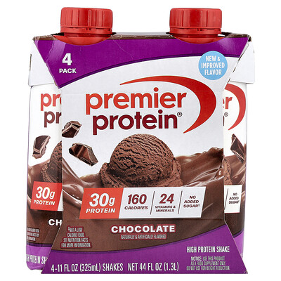 Product Image for Premier Protein, High Protein Shake, Chocolate, 4 Shakes, 11 fl oz (325 ml) Each