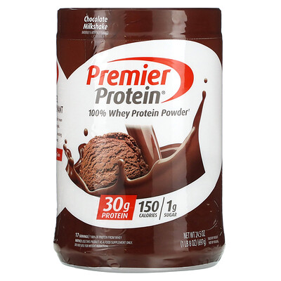 Купить Premier Protein Порошок из 100% сывороточного протеина, шоколадный молочный коктейль, 697 г (1 фунт 8 унций)