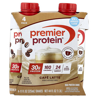 Premier Protein, Shake bogat în proteine, Cafe Latte, 4 shake-uri, 325 ml fiecare