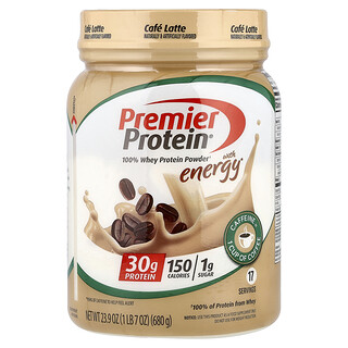 Premier Protein, Порошок из 100% сывороточного протеина с энергией, кофейный латте, 680 г (23,9 унции)