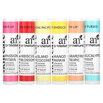 

artnaturals, Lip Balm Set, 6 Lip Balms, 0.15 oz (4.25 g) Each