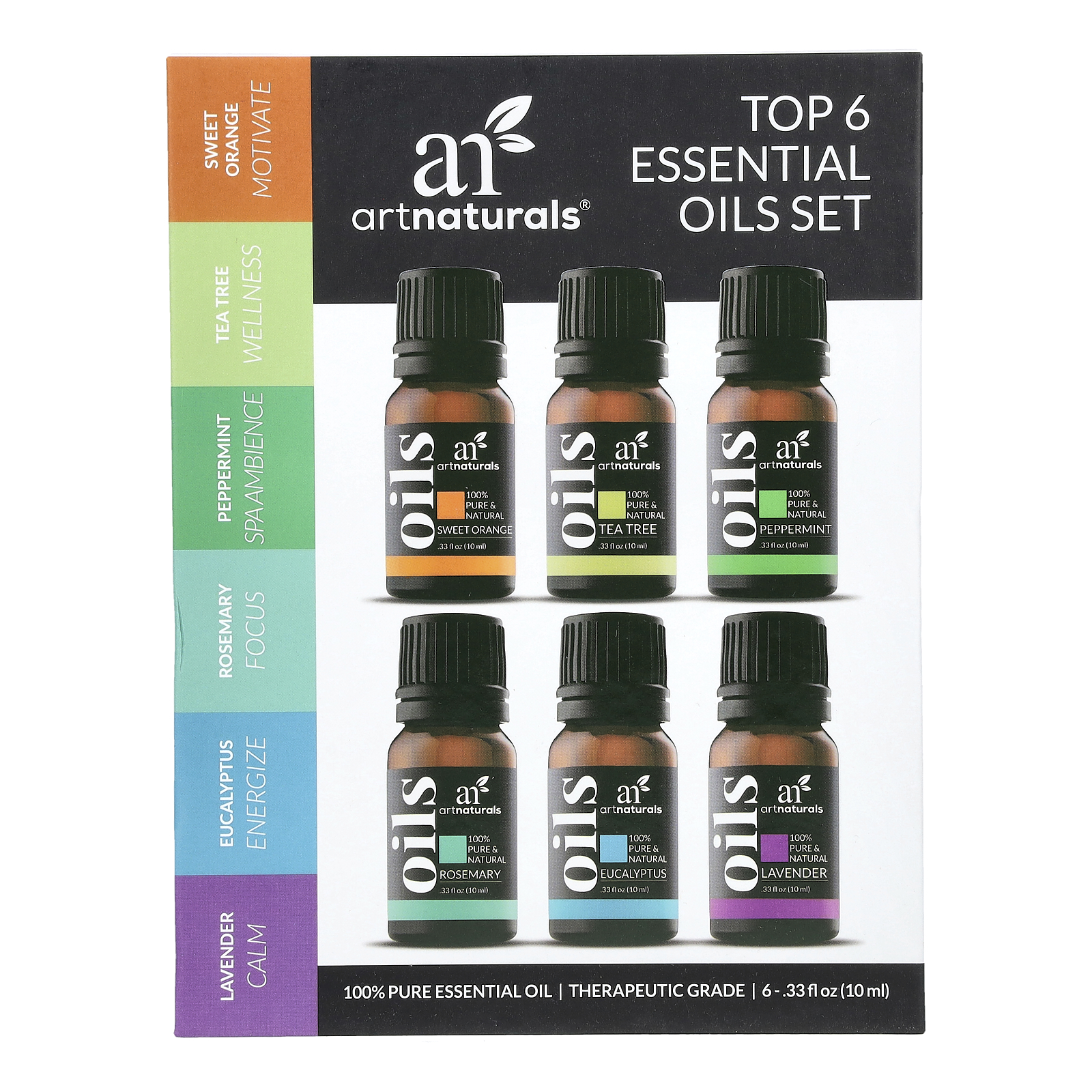 トップ6エッセンシャルオイルセット、6本セット、各10ml（0.33液量オンス）