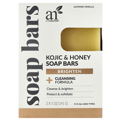artnaturals, Pastillas de jabón kójico y miel, Para todo tipo de piel, Almendra y vainilla, 2 barras, 141 g (5 oz) cada una