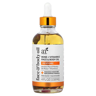 artnaturals, Huile pour le visage et le corps, Rose + vitamine E, 118 ml