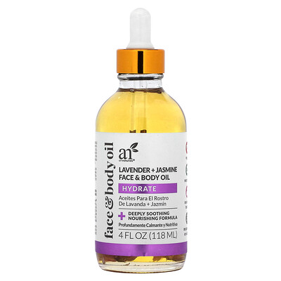 artnaturals  Face & Body Oil  Lavender + Jasmine   4 fl oz (118 ml)