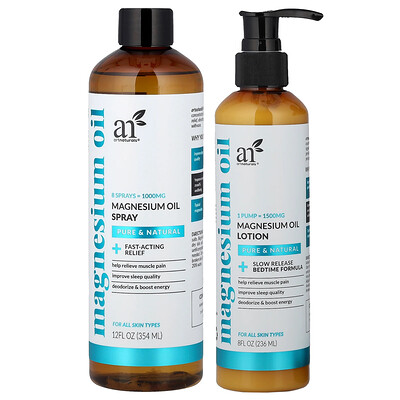 Product Image for artnaturals, Magnesium Oil Spray & Lotion, 2 Piece Set