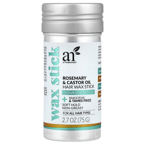 Artnaturals Rosemary & Castor Oil Hair Wax Stick, For All Hair Types, 2.7 oz (75 g)