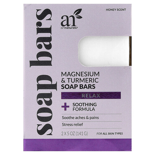 Artnaturals Magnesium & Turmeric Soap Bars, For All Skin Types, Honey, 2 Bars, 5 oz (141 g) Each