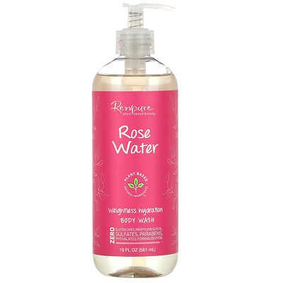 Renpure Rose Water, Weightless Hydration Body Wash, 19 fl oz (561 ml)