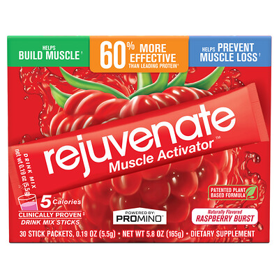Rejuvenate  Rejuvenate Muscle Activator™  Drink Mix  Raspberry Burst  30 Stick Packets  0.19 oz (5.5 g) Each