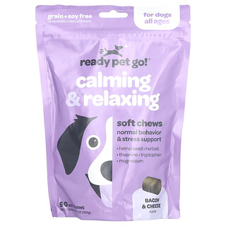 Ready Pet Go, Calming & Relaxing, für Hunde jeden Alters, mit Bacon und Käse, 90 Kau-Snacks, 360 g (12,7 oz.)