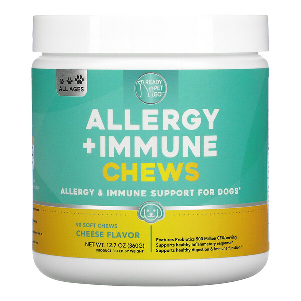 Ready Pet Go‏, Allergy + Immune Chews, For Dogs, All Ages, Cheese, 90 Soft Chews