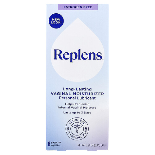 Replens Personal Lubricant, Long-Lasting Vaginal Moisturizer, 8 Pre-Filled Applicators, 0.24 oz (6.7 g) Each