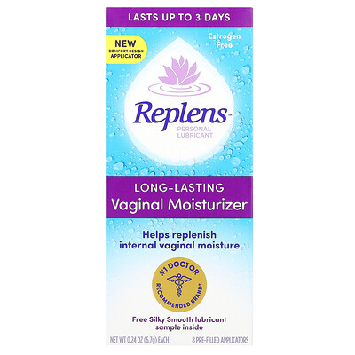 Replens  Personal Lubricant  Long-Lasting Vaginal Moisturizer  8 Pre-Filled Applicators  0.24 oz (6.7 g) Each