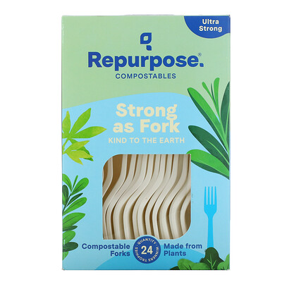 Repurpose Ultra Strong, Compostable Forks, 24 Count