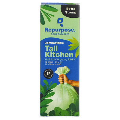 Repurpose Extra Strong, 13 Gallon Tall Kitchen Bags, 12 Count