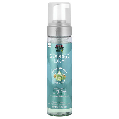 ORS, Olive Oil®, Espuma de peinado Goodbye Dry™ Hydrafoam, Para todo tipo de cabello y texturas, 207 ml (7 oz. líq.)