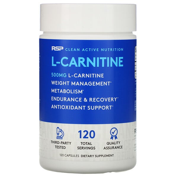 RSP Nutrition, L-カルニチン、500mg、カプセル120粒