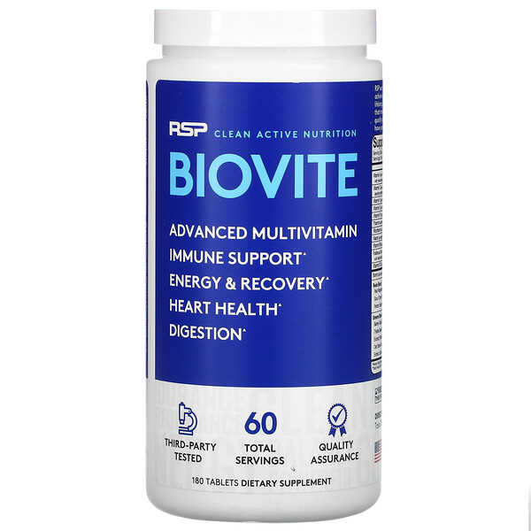 RSP Nutrition, Biovite Advanced Multivitamin, 180 Tabletten
