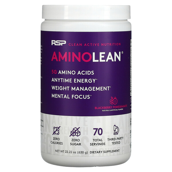 AminoLean, Amino Acids + Anytime Energy, Blackberry Pomegranate,  22.22 oz (630 g)
