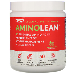 RSP Nutrition, AminoLean，必需氨基酸 + 随时能量，草莓猕猴桃味，9.52 盎司（270 克）