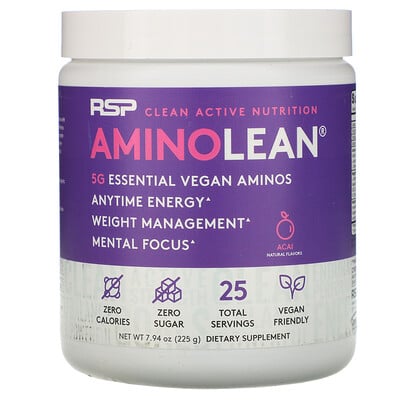 RSP Nutrition AminoLean, Essential Vegan Aminos, Acai, 7.94 oz (225 g)
