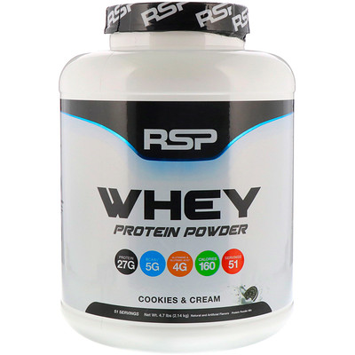 RSP Nutrition Сывороточный протеин в порошке, печенье с кремом, 2,14 кг (4,7 фунта)