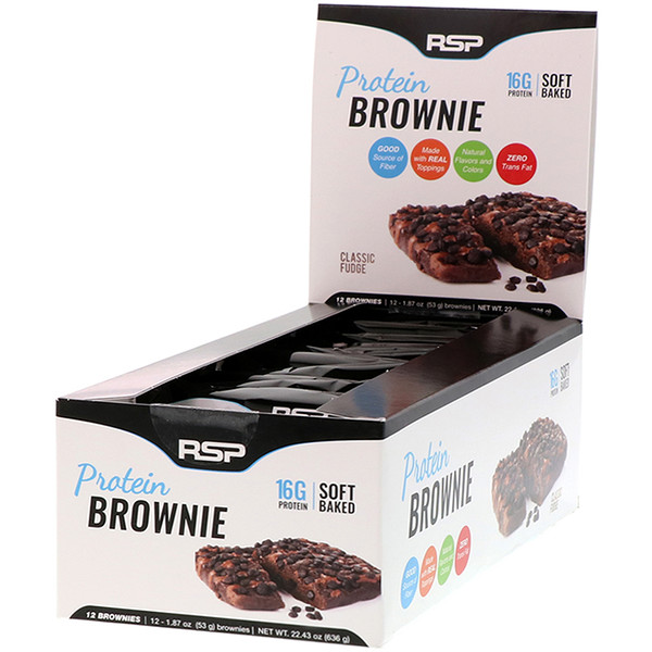 RSP Nutrition, Protein Brownie, Classic Fudge, 12 Brownies, 1.87 oz (53