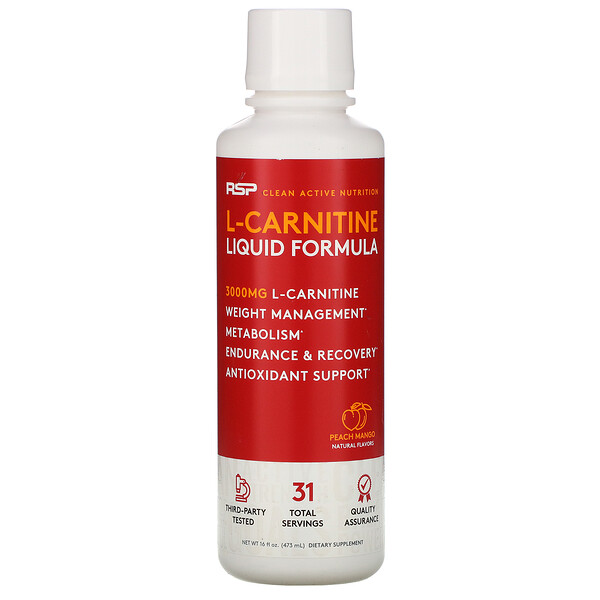 L-Carnitine, Weight Management, Peach Mango, 3,000 mg, 16 fl oz (473 ml)