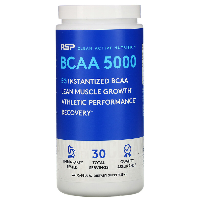 RSP Nutrition, BCAA 5000,即溶支鏈氨基酸,240 粒膠囊