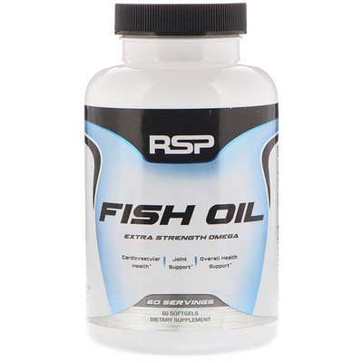 RSP Nutrition Fish Oil, Extra Strength Omega, 60 Softgels