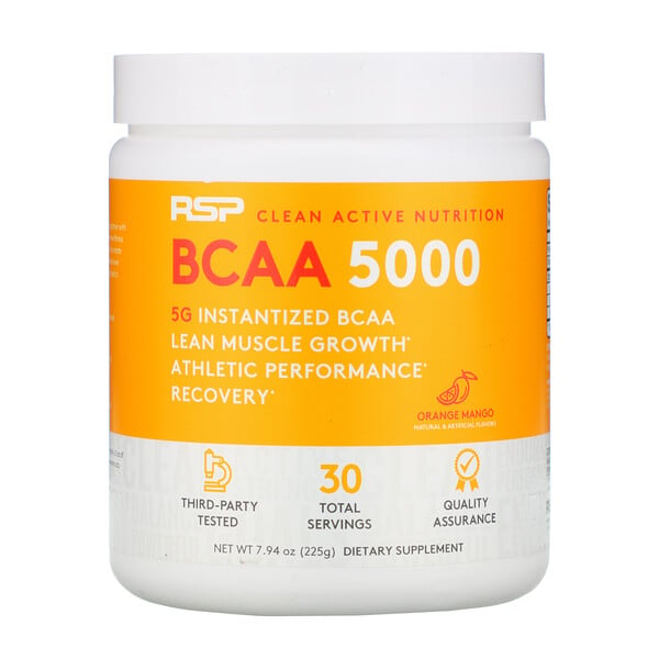 RSP Nutrition, BCAA 5000, Instantized BCAAs, Orange Mango, 5,000 mg, 7.94 oz (225 g)