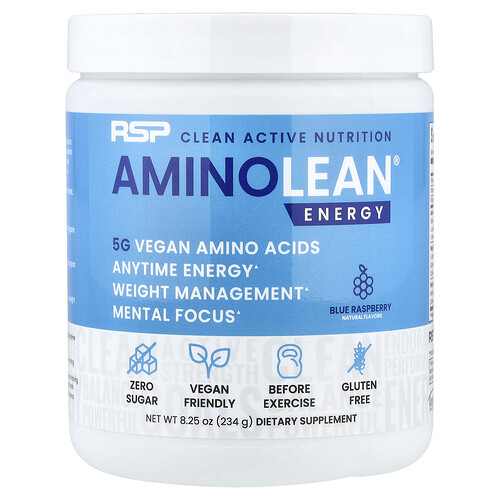 Rsp Nutrition AminoLean®, Energy, Blue Raspberry, 8.25 oz (234 g)