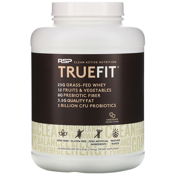 RSP Nutrition, TrueFit, Grass-Fed Protein Shake, Chocolate, 4 lbs (1813 g)